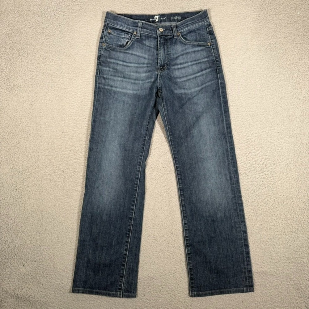 7 For All Mankind Jeans Mens 28x28 Blue Austyn Relaxed Straight Denim Preppy